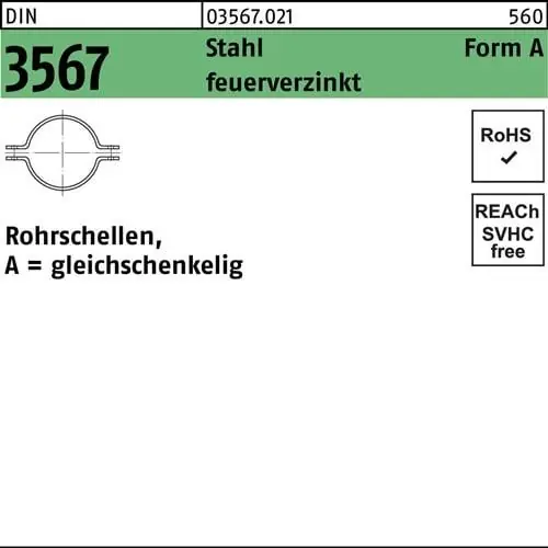 Angebot Rohrschelle DIN 3567 gleichschenkelig A 49/NW 40 Stahl feuerverz. 50 Stück