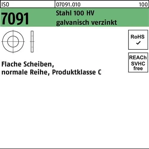 Unterlegscheibe ISO 7091 16 Stahl 100 HV galv.verz. 100 Stück Letzte Chance