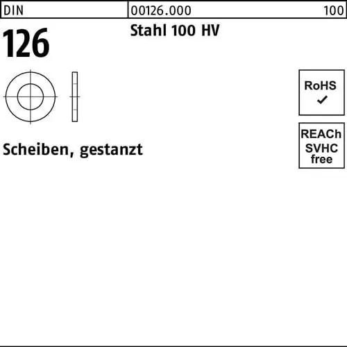 Nur Heute Unterlegscheibe DIN 126 24x 39x3 Stahl 100 HV gestanzt 100 Stück