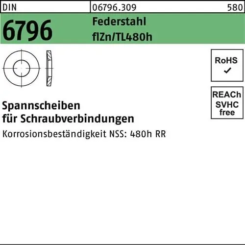 Kostenloser Versand Spannscheibe DIN 6796 18x42x4,5 Federst. zinkbes. Gleitm. flZnnc 480h-L 100St.