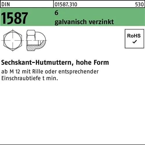 Ausverkauf Sechskanthutmutter DIN 1587 M30 6 galv.verz. 10 Stück