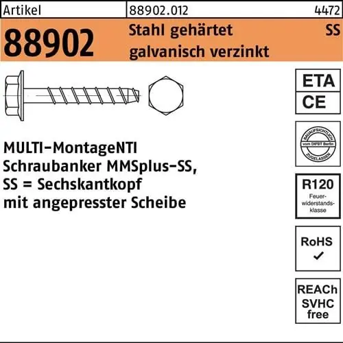 Schraubanker R 88902 MMSplus-SS 6x40/5 Stahl gehärtet galv.verz. 100St. HECO Angebot