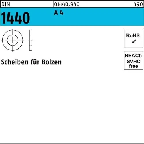 Scheibe DIN 1440 f.Bolzen 36x 52x 6 A 4 25 Stück Mega-Angebot