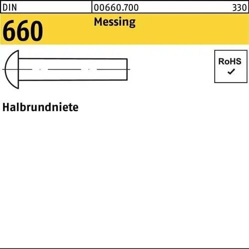 Halbrundniete DIN 660 4x 10 Messing 1000 Stück Top-Seller