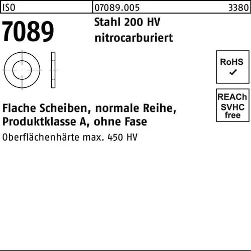 Top-Seller Unterlegscheibe ISO 7089 o.Fase 24 Stahl 200 HV nitrocarburiert 200 Stück
