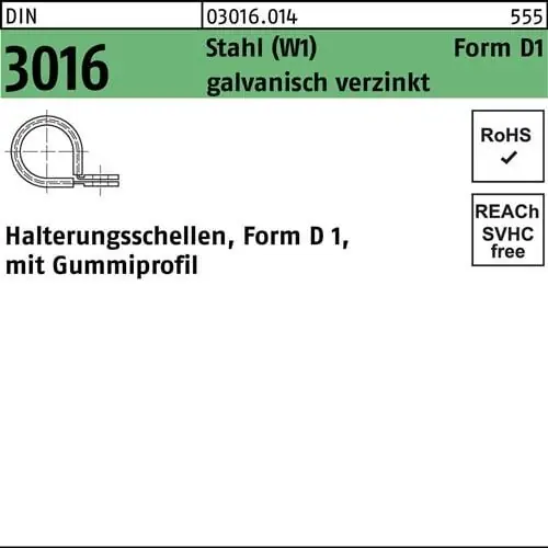 Neue Kollektion Schelle DIN 3016 Gummiprofil 19x 15 - W1 Stahl galv.verz. 100 Stück