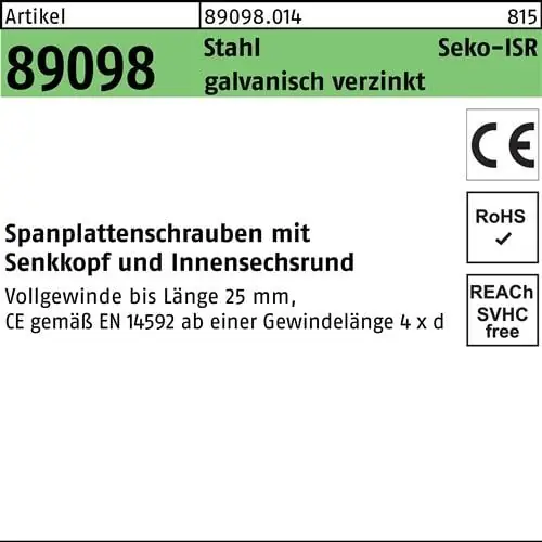 Spanplattenschraube R 89098 SEKO TG ISR 6x240/70 -T30 Stahl galv.verz. 100St. FS Sonderangebot