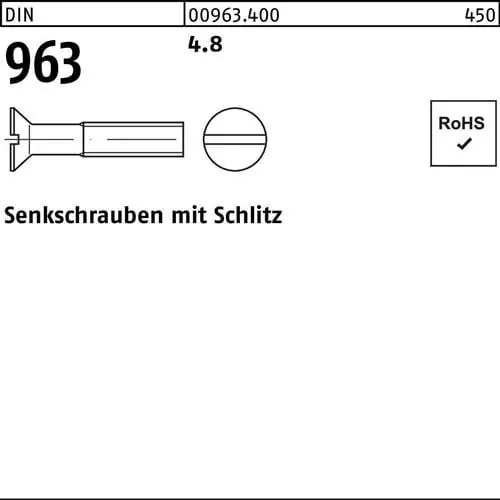 Top-Angebot Senkschraube DIN 963 Schlitz M6x 60 4.8 200 Stück