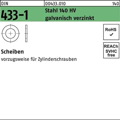 Kostenloser Rückversand Scheibe DIN 433-1 3,7x 7x0,5 Stahl 140 HV galv.verz. 500 Stück