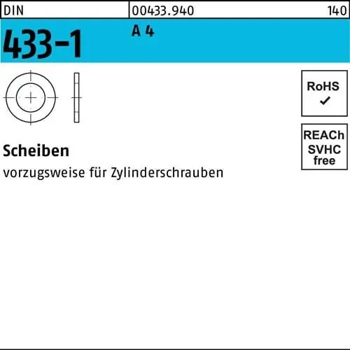 Scheibe DIN 433-1 6,4x11x1,6 A 4 1000 Stück Angebot