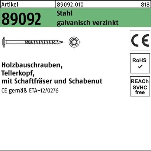 Saisonangebot Holzbauschraube R 89092 Tellerkopf ISR 10x280-T40 Stahl galv.verz. 25St.