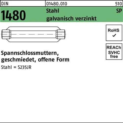 Spannschlossmutter DIN 1480 offen SP M20/200 Stahl galv.verz. 1St. Finale Aktion