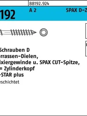 Holzbauschraube R 88192 ZYLKO T-STAR 5x40/22-T25 A 2 CUT-Sp. 200St. SPAX Solange Der Vorrat Reicht