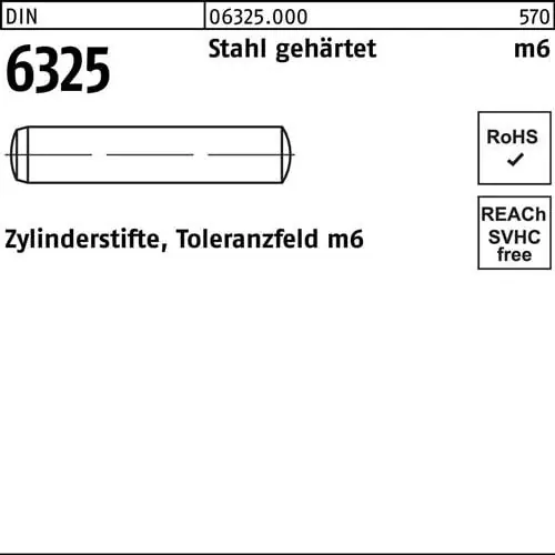 Zylinderstift DIN 6325 2,5 m6x 14 Stahl gehärtet Toleranz m6 1000 Stück Angebot