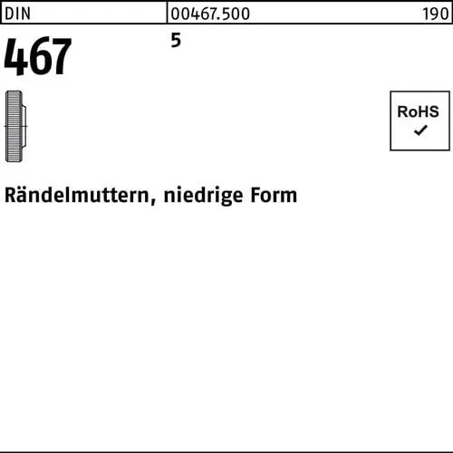 Preisreduziert Rändelmutter DIN 467 niedrige FormM5 5 100 Stück