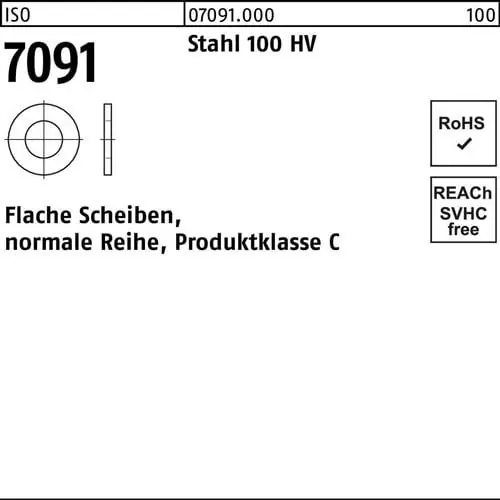 Unterlegscheibe ISO 7091 80 Stahl 100 HV 5 Stück Expressversand