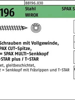 Solange Der Vorrat Reicht Schraube R 88196 Seko Spitze/T-STAR VG 12x200-T50 Sta galv.verz. WIROX 25St SPAX