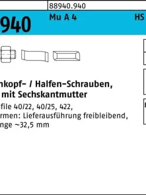 Billig Hammerkopfschraube R 88940 40/22 6-ktmutter M16x 50 Mu A 4 10St. HALFEN