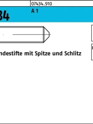 Abverkauf Gewindestift ISO 7434 Spitze/Schlitz M4x 16 A 1 50 Stück