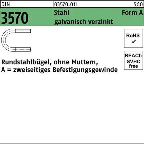 Nur Für Kurze Zeit Rundstahlbügel DIN 3570 o.Mutter A 46/NW 32 Stahl galv.verz. 100Stück