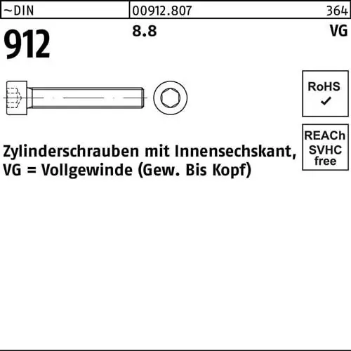 Knallerangebot Zylinderschraube DIN 912 Innen-6kt VG M8x 90 8.8 100 Stück