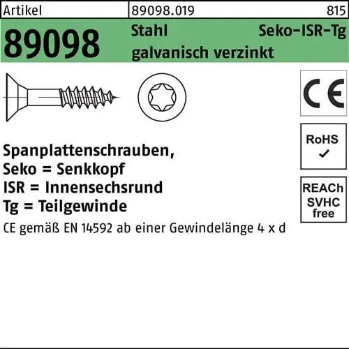 Rabatt Spanplattenschraube R 89098 SEKO ISR TG 6x200/70-T30 Stahl galv.verz. 100St.
