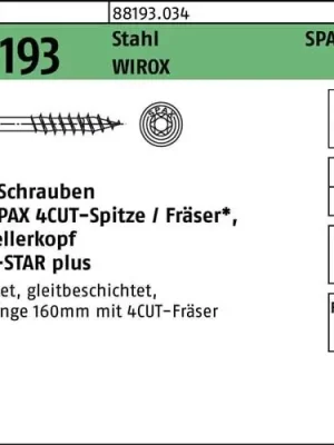 Direktkauf Tellerkopfschraube R 88193 Spitze/T-STAR 8x340/80-T40 Sta verz. WIROX 50St. SPAX