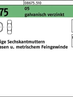 Sechskantmutter ISO 8675 Fasen M14x 1,5 5 galv.verz. 100 Stück Schneller Versand