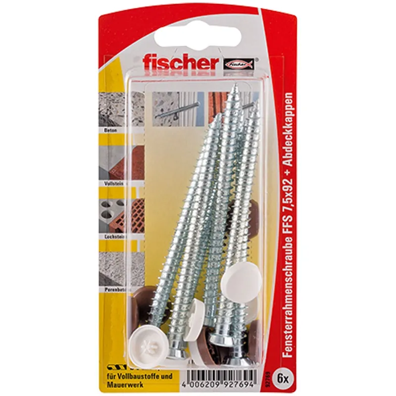 Fischer 6x Fensterrahmenschraube FFS 7,5x92 T30 - 92769 Schneller Versand