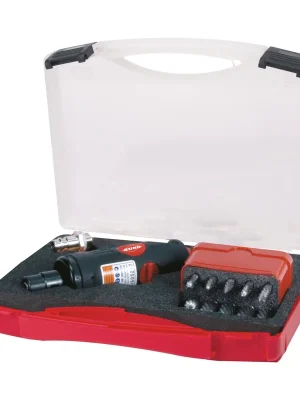 Markenprodukt RUKO Druckluftschleifer-Satz mit Kupplungsstecker inklusive Frässtifte-Satz im Kunststoffkoffer - 12 tlg. - 116100