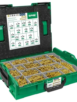 Spax Montagekoffer L-Boxx 102 - 2.925x in 17 Abmessungen, Senkkopf Kreuzschlitz Z Vollgewinde 4CUT YELLOX A2L inkl. BITs - 5000009164019 Neue Kollektion
