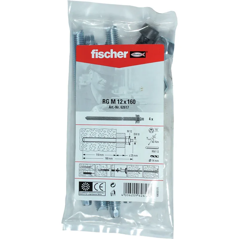 Nur Heute Fischer 4x Ankerstange RG M 12 x 160 B Beutel - 062617
