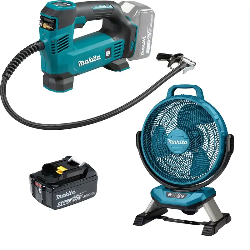 Makita DMP180F1 Akku-Kompressor 18V / 1x 3,0 Ah Akku + DCF301Z Akku-Lüfter Top-Preis