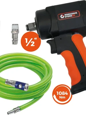 Direkt Vom Hersteller WS24 Druckluft-Schlagschrauber 1/2" mini + PVC-Schlauch leuchtgrün