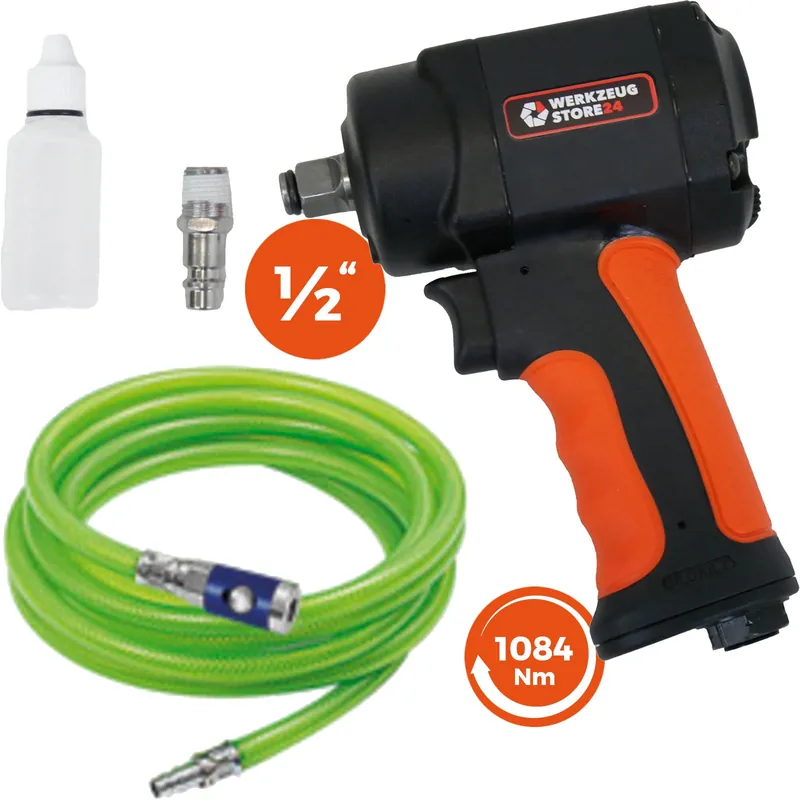 Direkt Vom Hersteller WS24 Druckluft-Schlagschrauber 1/2" mini + PVC-Schlauch leuchtgrün
