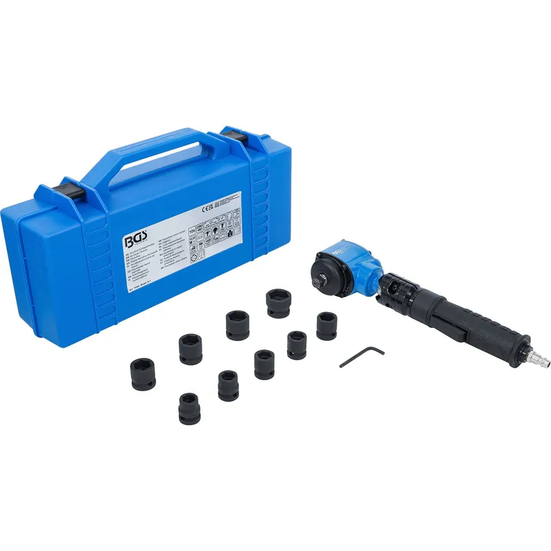 Begrenztes Angebot BGS Druckluft-Schlagschrauber abgewinkelt & Kraft-Steckschlüssel-Satz 12,5 mm (1/2") 650 Nm 10tlg. - 74348