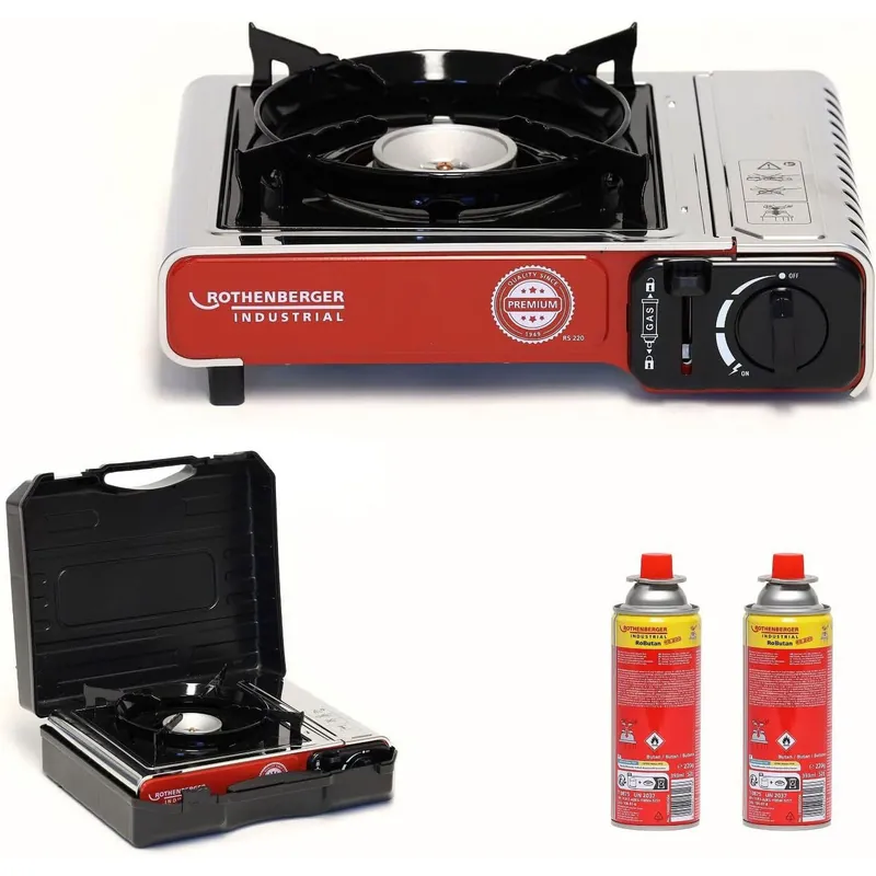 Schneller Versand ROTHENBERGER Industrial Campingkocher 2,2 kW Premium RS 220 inkl. 2x RoButan 220 gr. - 1500004232