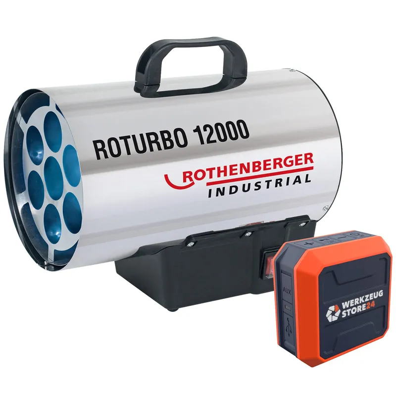 Neuheit ROTHENBERGER Industrial Heizkanone ROTURBO 12000 mit Piezo inkl. Bluetooth Lautsprecher - 1500000050