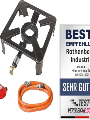 ROTHENBERGER Industrial Hockerkocher inkl. 1,5 m Propan-Gas-Schlauch & Propan-Konstantregler & Gasanzünder zur Zündung - 1500003361 Neu