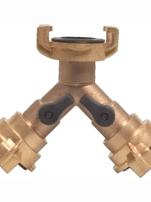 bevo MEGA Y-Stück Schnellkupplung Messing Schlauchgröße 9,5-38 mm Hahnabsperrung - 420535 Kostenloser Versand