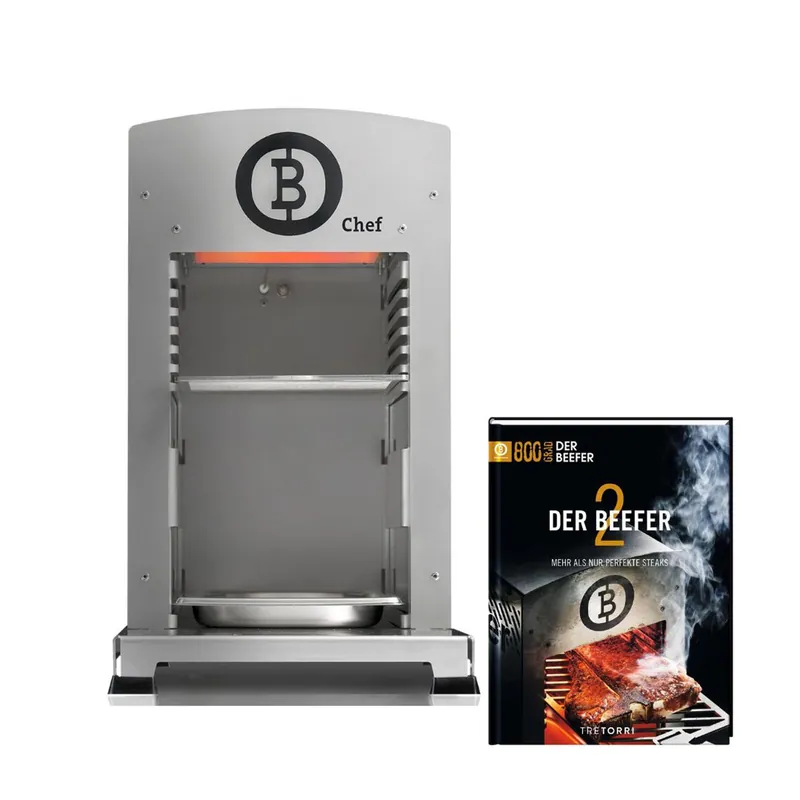 Top-Seller BEEFER One CHEF DE/AT 50 mbar Propan 800°C Oberhitzegrill mit Kochbuch "Der BEEFER 2" im Set - 1110025-Set2