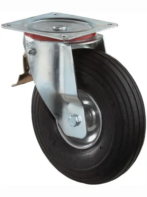 BS Rollen Lenkrolle mit Anschraubplatte und Totalfeststeller Gummi Luftrad Rollenlager 200 mm 75 kg - L420.C90.200 Top-Angebot