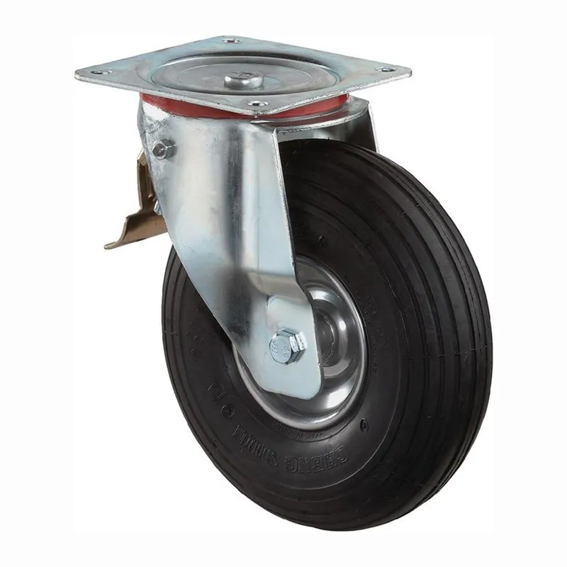 BS Rollen Lenkrolle mit Anschraubplatte und Totalfeststeller Gummi Luftrad Rollenlager 200 mm 75 kg - L420.C90.200 Top-Angebot