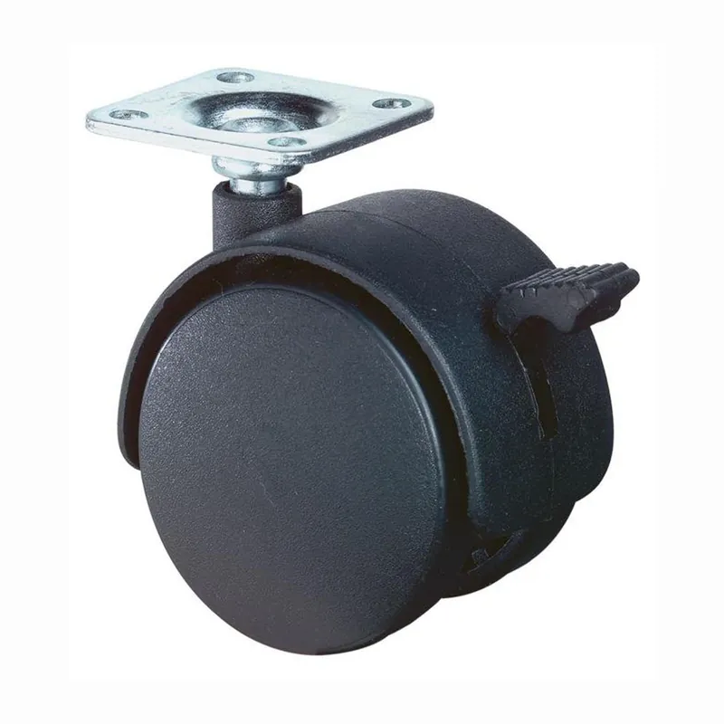 Ausverkauf BS Rollen Kunststoffdoppelrolle mit Feststeller Polyamid Anschraubplatte 30 kg - F85.040.PL
