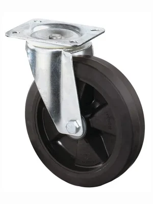 BS Rollen Lenkrolle mit Anschraubplatte Elastik-Vollgummi schwarz Rollenlager 100 mm 140 kg - L400.B60.100 Gratis Versand