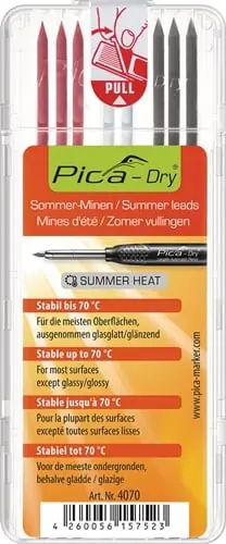 PICA Minenset-Dry 3x graphit,3x rot,2x weiß b.70Grad stabil 8 Minen/Set - 4070 Neuheit