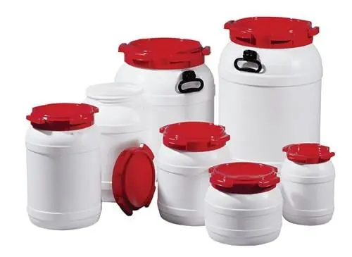Kostenloser Rückversand Weithalsfass 68,0 l PE weiß mit rotem Deckel - 7068-91-046