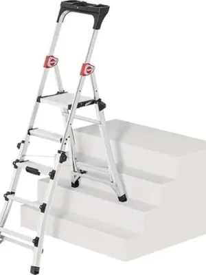 Online Kaufen Stufenstehleiter 100TL Stufen 3-5Alu.elox.Gesamt-H.1430-1900mm teleskopier.HAILO
