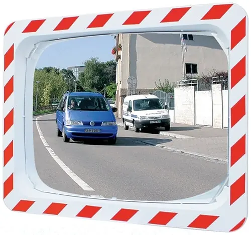 SPL Verkehrsspiegel H600xB800mm Kunststoff,rot/weiß f.2 Richtungen 20m - 556 Sonderaktion