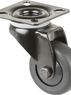 Zertifiziert Lenkrolle D.50mm Trgf.50kg m.Platte Kugell.Gum.schwarz BS ROLLEN
